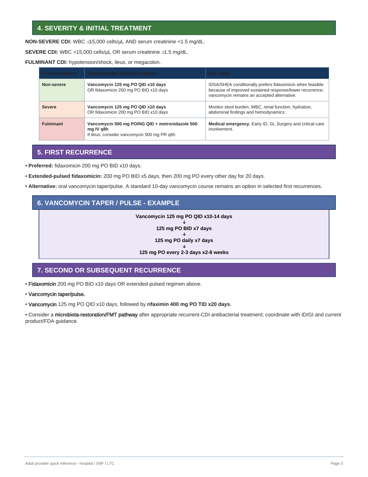 C. difficile — Practical Provider Quick-Reference Algorithm, page 3 of 4