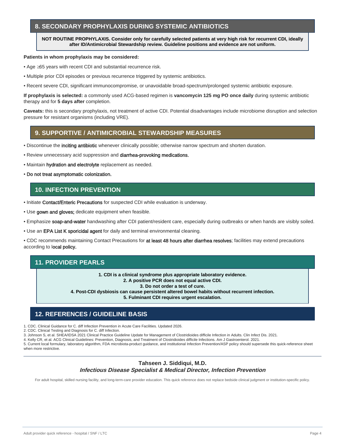 C. difficile — Practical Provider Quick-Reference Algorithm, page 4 of 4